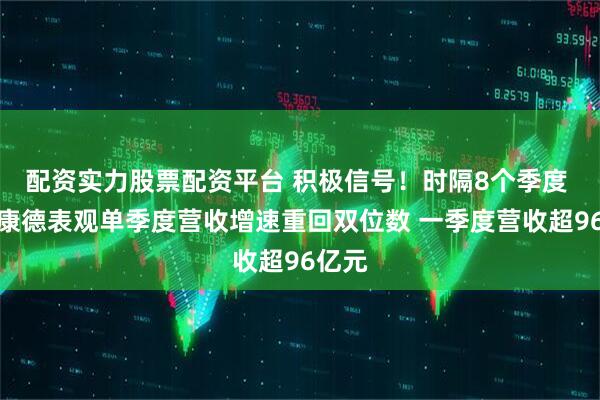配资实力股票配资平台 积极信号！时隔8个季度 药明康德表观单季度营收增速重回双位数 一季度营收超96亿元