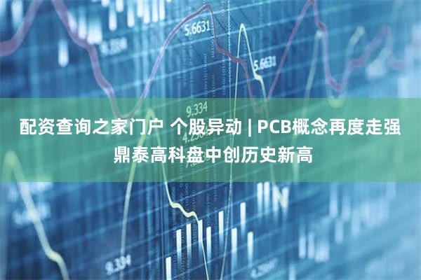 配资查询之家门户 个股异动 | PCB概念再度走强 鼎泰高科盘中创历史新高
